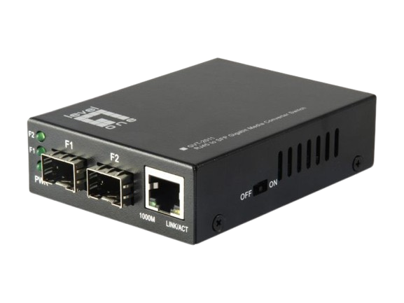 RJ45 to SFP Gigabit Media Converter Switch, 2 x SFP, 1 x RJ45